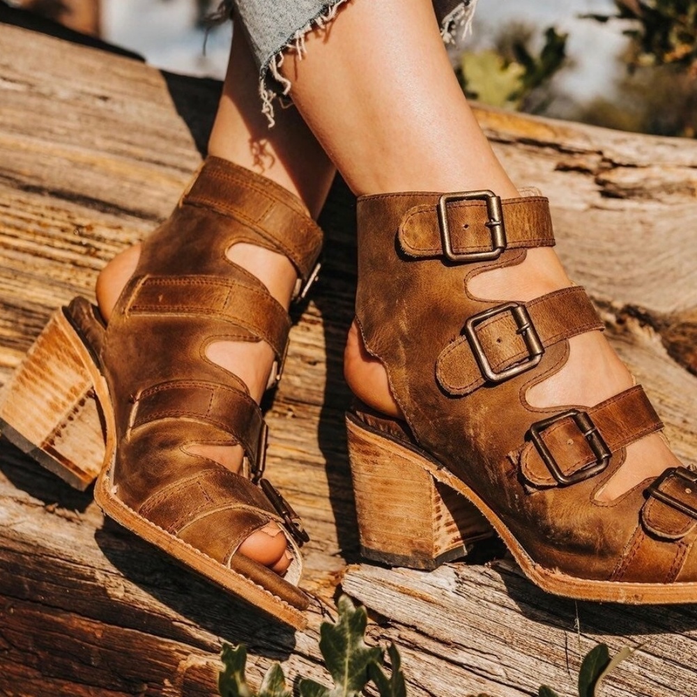 Freebird Quail Leather Buckle Booties